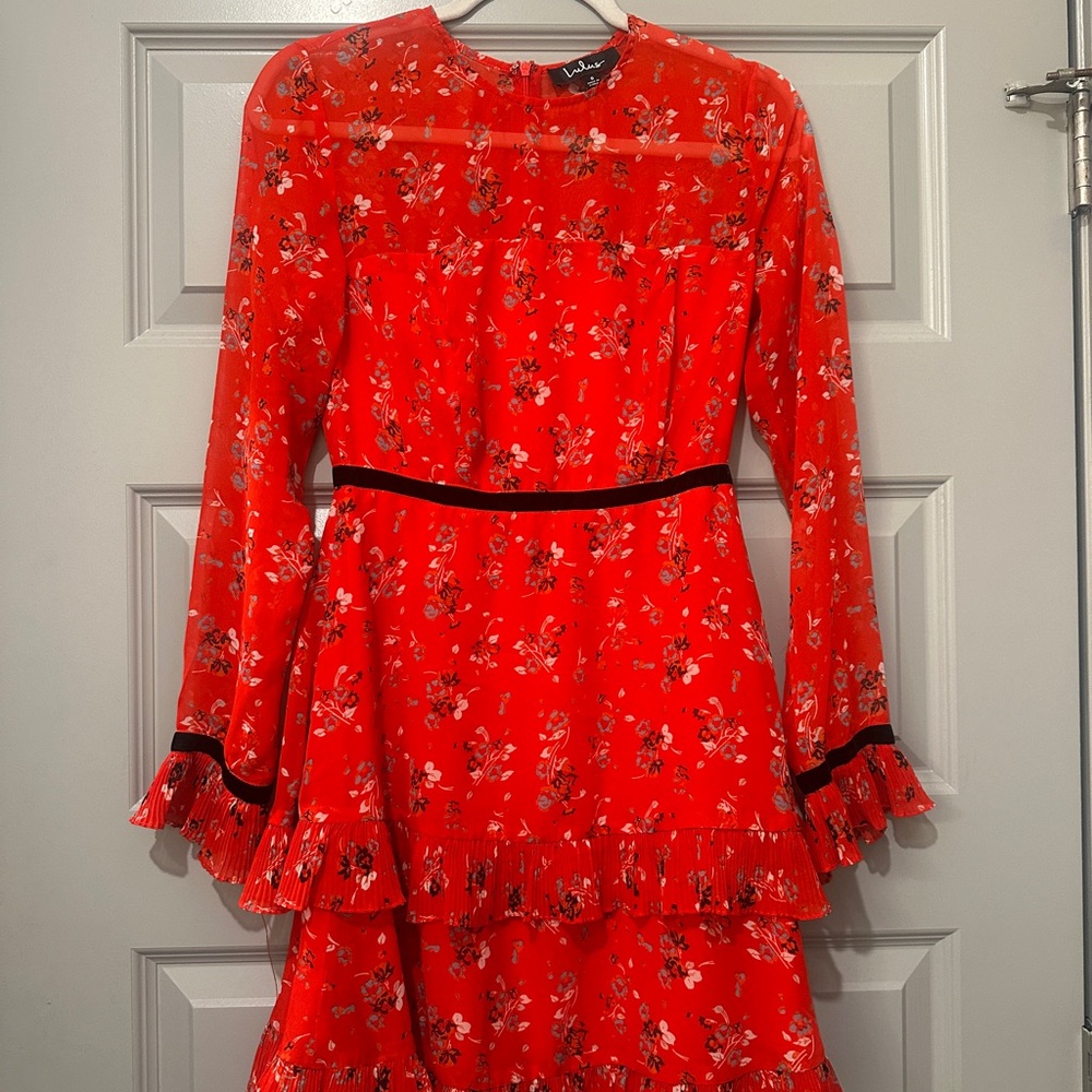 Lulu's Long Sleeve Dress in Elegant Red